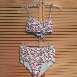 Floral High-waisted swimsuit
